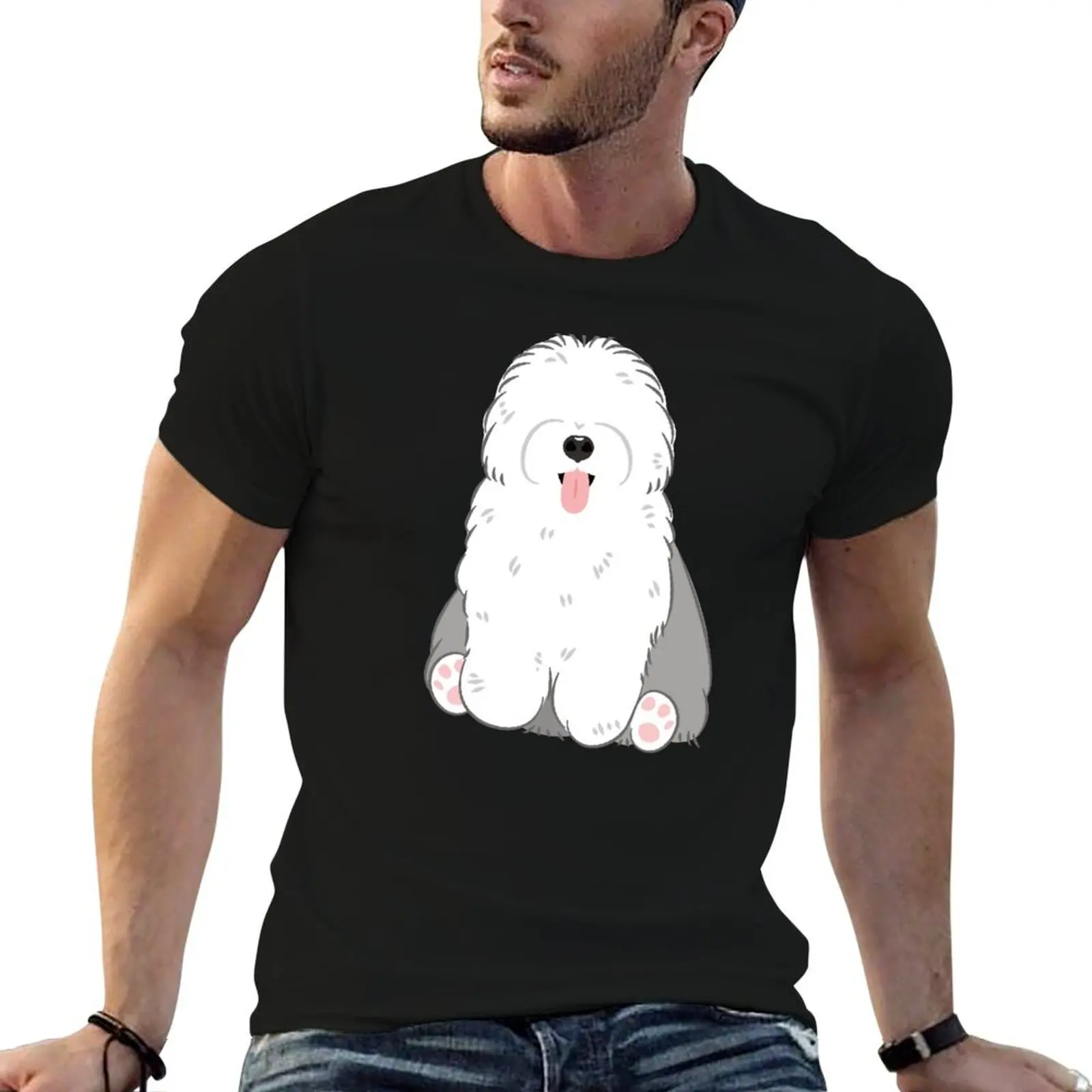 LOVE Old English Sheepdog - Gray and White 1 T-Shirt Trendy Casual Short Sleeve Shirt