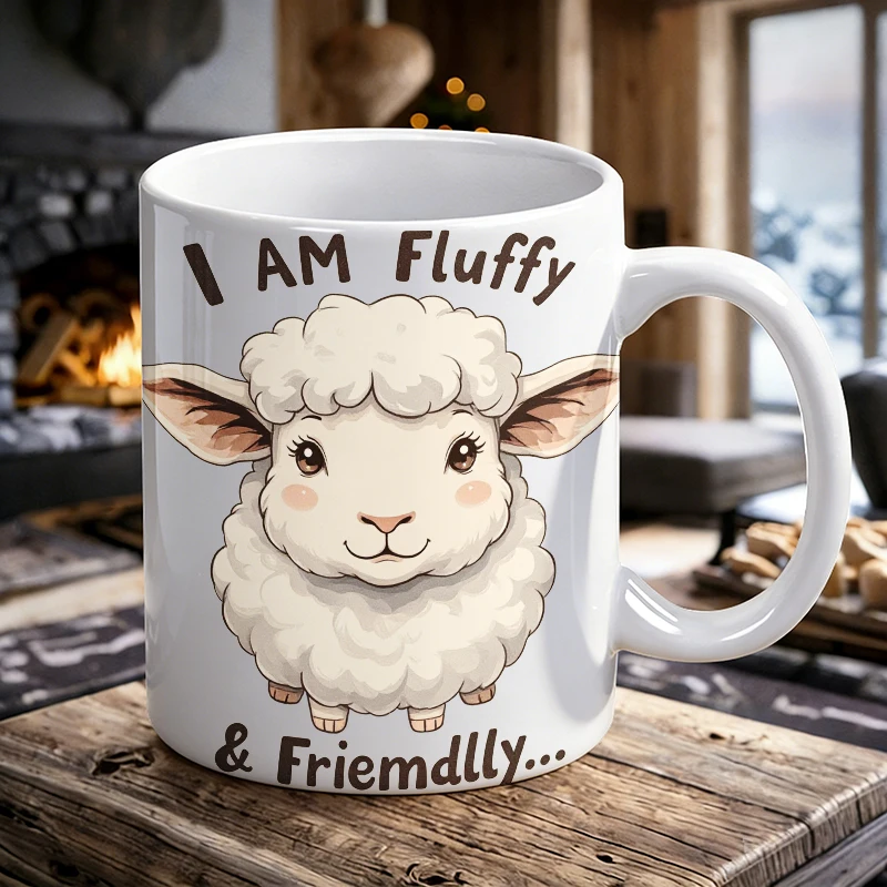 

1 PCS Cute Soft Lamb Ceramic Mug with Handle, Creative Coffee Mug, Milk Cup, Office Tea Cup, Drinking Cup, Fade-Resistant