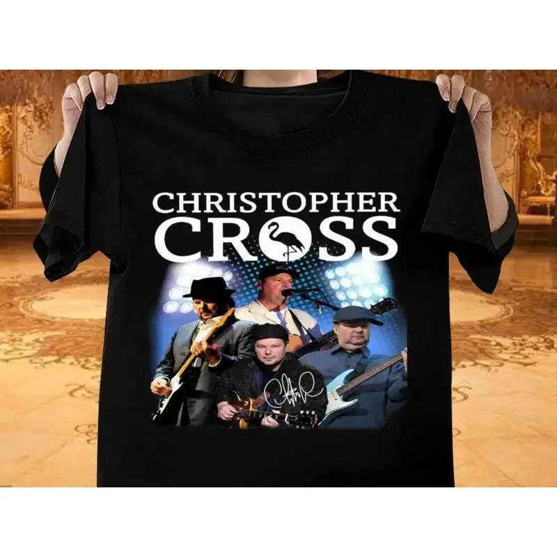 Vtg Christopher Cross Star Signature Cotton All Size Black T Shirt
