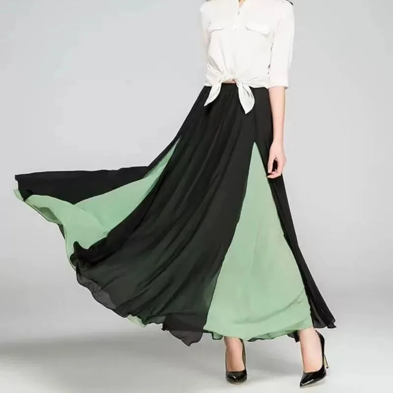 Gonna lunga elegante da donna Jupe pastello in chiffon plissettato Saias vintage Solid Faldas Maxi Beach School Gonne di alta qualità