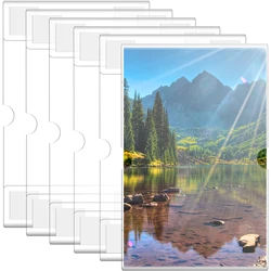 6Pcs Acrylic Picture Frames 4 x 6 inch Clear Photo Frame Self-Adhesive Frameless Picture Frames for Wood Glass Wall Exhibitions