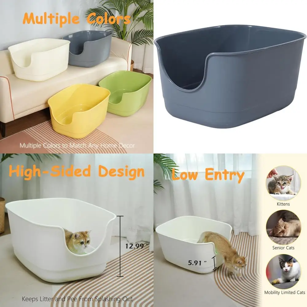

Jumbo XL Litter Box with High Sides for Multi-Cat Households, 24.2 L x 16.3 W x 12.9 H, Grey