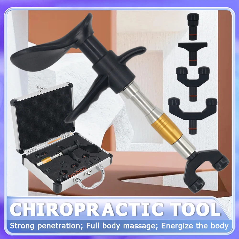 

300N 4 Head External Manual Chiropractic Gun Portable Adjusting Tool Pain Relief Cervical Spine Correction Treatment Massager