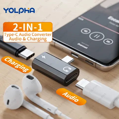 2 In 1 USB C-Type-C 변환기 Xiaomi Huawei IPhone 15 IPhone 16 용 휴대 전화 충전/이어폰 분배기 유형 C 어댑터