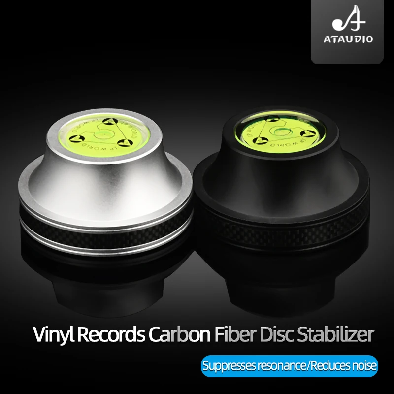 ATAUDIO HiFi LP Vinyl Records Carbon Fiber Disc Stabilizer Aluminum Alloy Vinyl Equipment Turntables Weight for Player Turntable