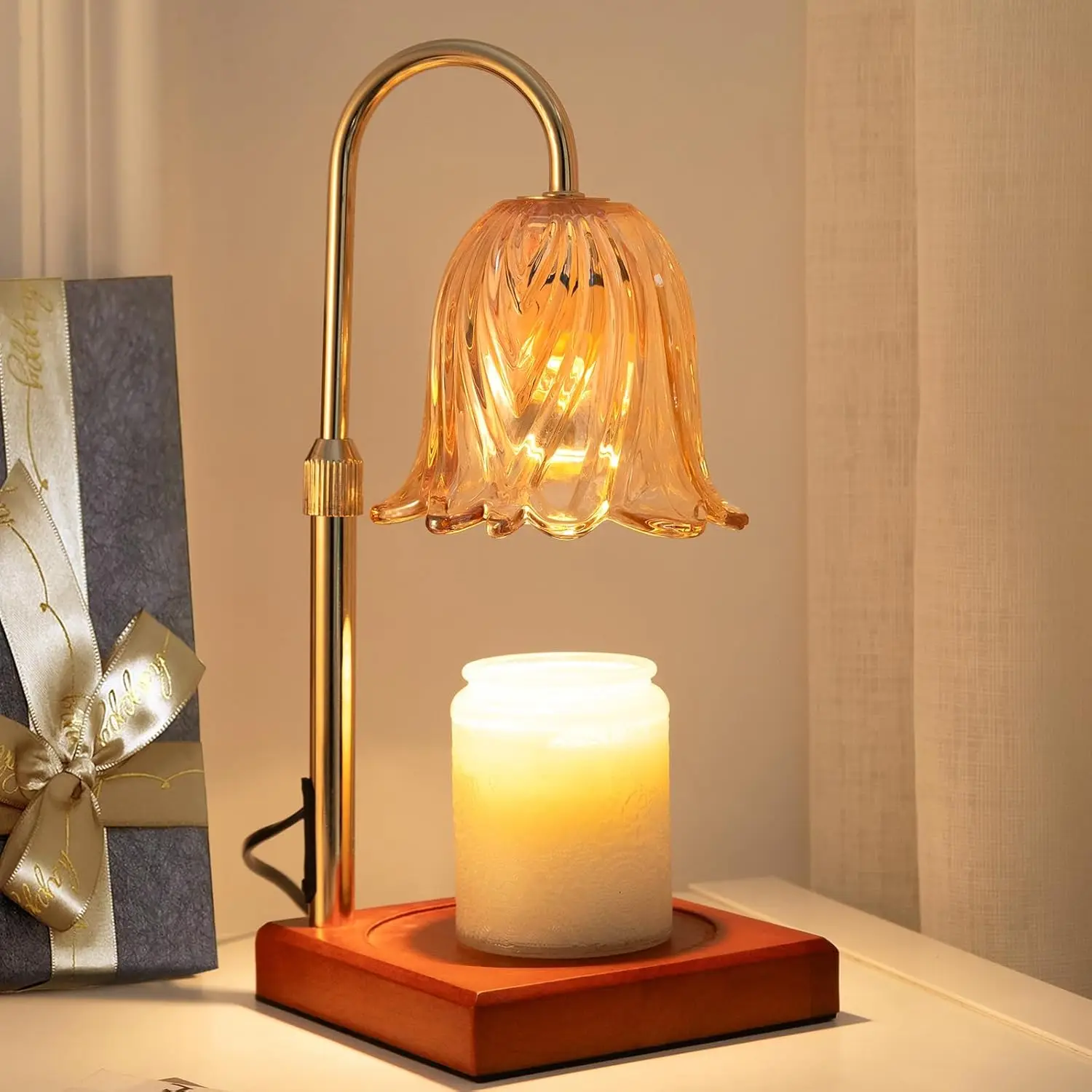 

Dimmable Candle Warmer Lamp with Timer, Adjustable Height, 2 Bulbs, Home Decor