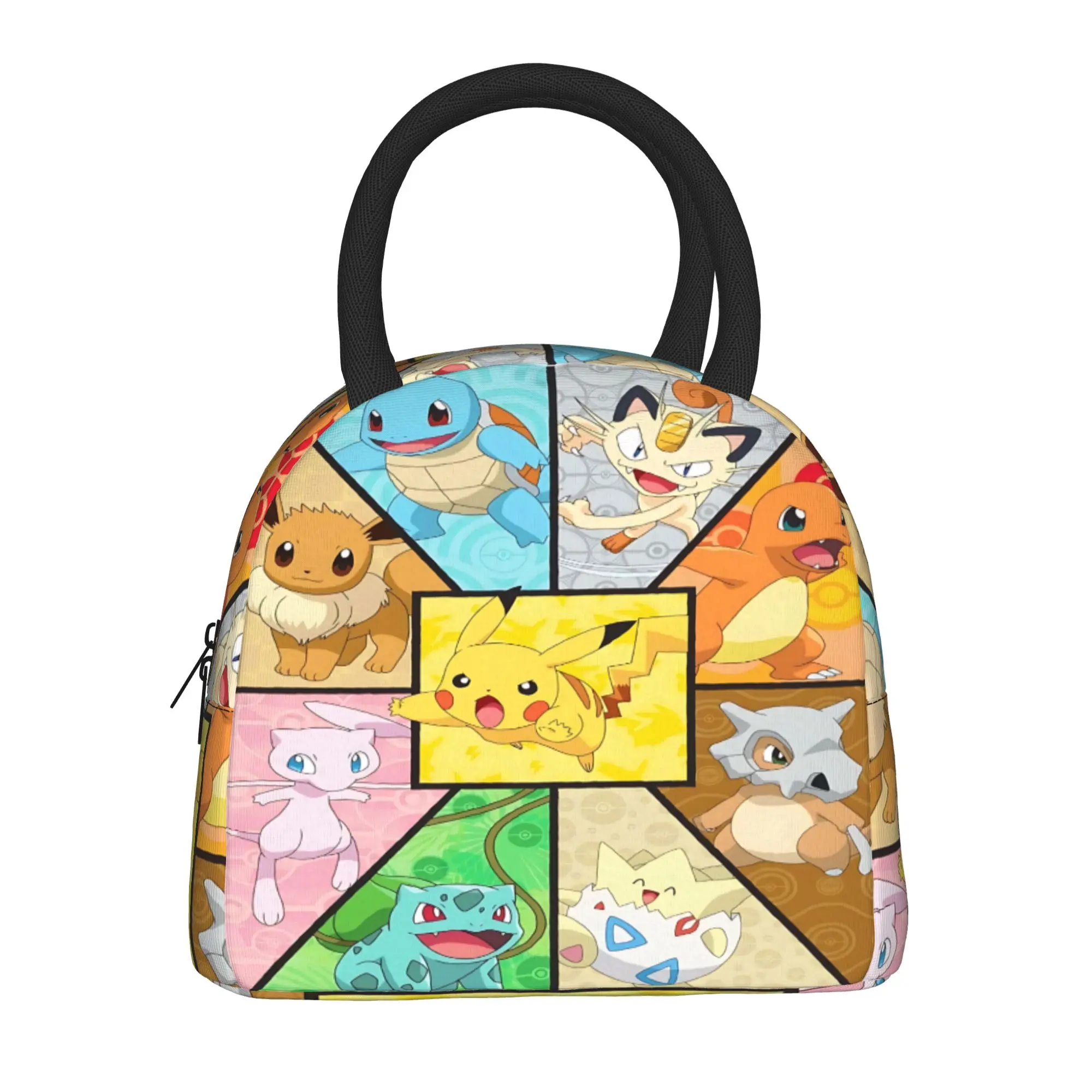 Pokemon Theme Pikachu Family Handbag Insulated Lunch Bag Ice Pack Rice Bag  bolsa Student Bento Lunch Handbag Insulation