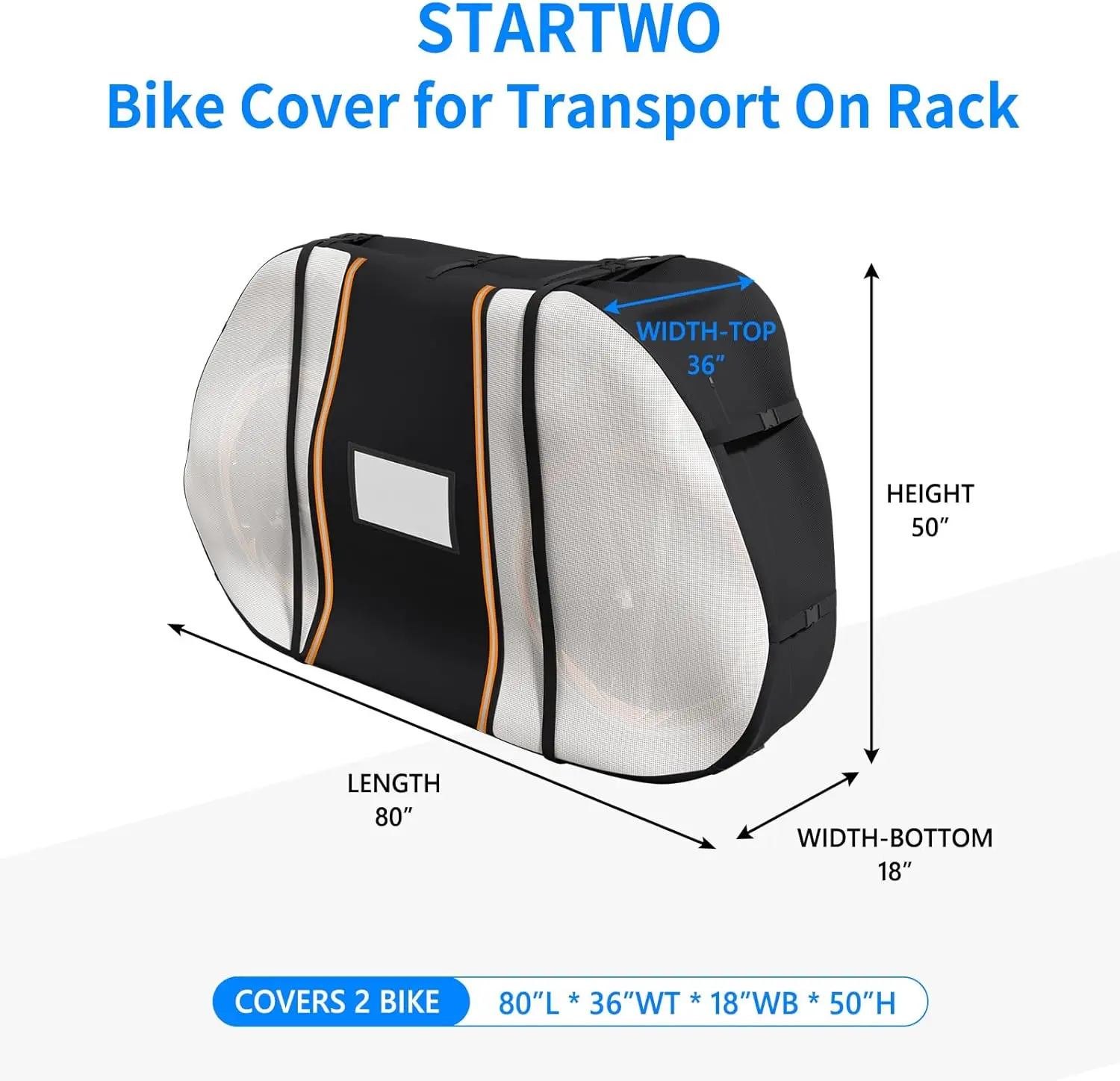 Bike Cover for Transport On Rack, Bicycle Cover Outdoor Storage Waterproof for Transport 1,2 Bikes on Car Rear, with Two