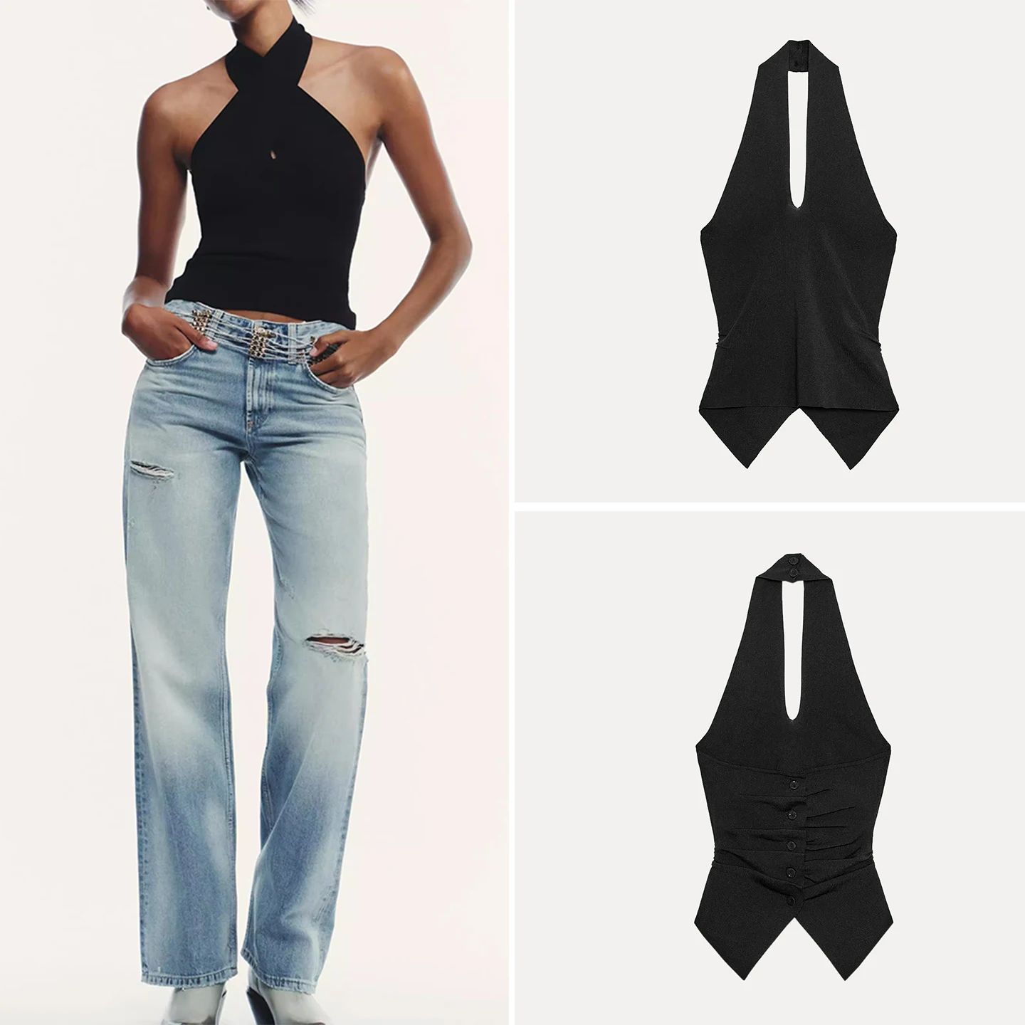 

Winter 2025 Women's Knitted Folded Neline Top ort Svel Stand Fit Daily Wear Z Brand Faionable T-irt