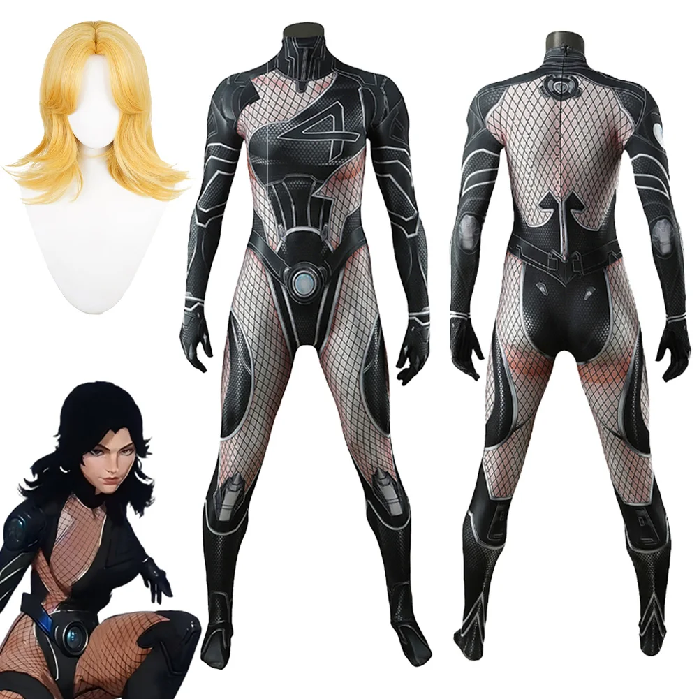 

Rival Susan Storm Косплей Фэнтезийные парики Черные костюмы Комбинезон Игровой женский костюм супергероя Маскировка Женская фантазия Вечерние наряды
