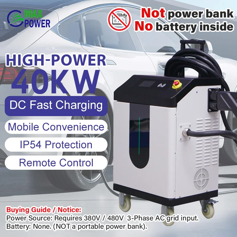 New Factory Wholesale MAX POWER TC80 380V 3 Phase Input DC Portable EV Charger 80kw CCS2 Mobile Fast Charging Station