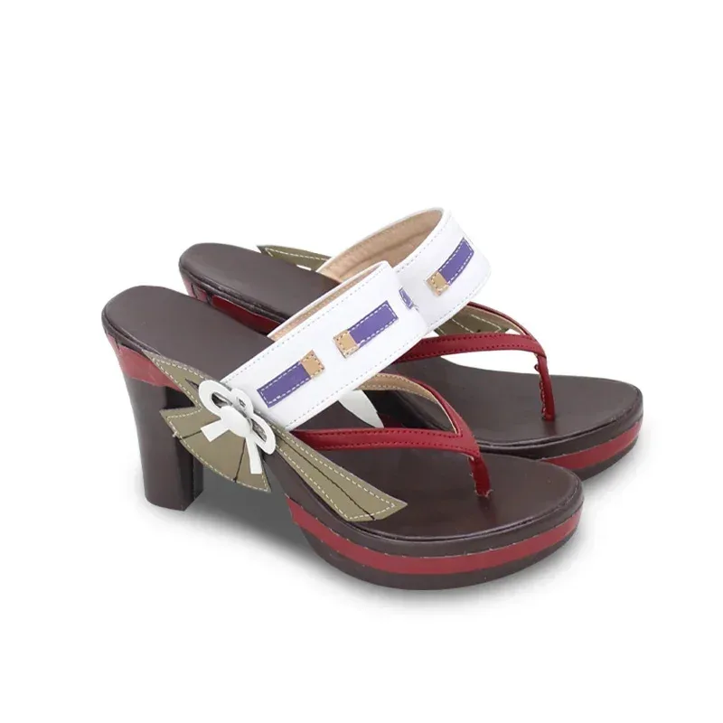 

2025 RealCos Genshin Impact Yae Miko Shoes 10cm High Heel Slippers Sandal Halloween Cosplay Costume Accessory Prop