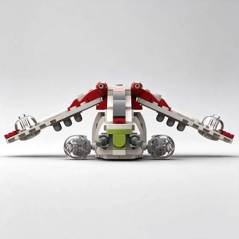 185PCS Compact Red White Space Transport Building Blocks Model DIY Assembly Futuristic Aircraft Display Collection Festival Gift