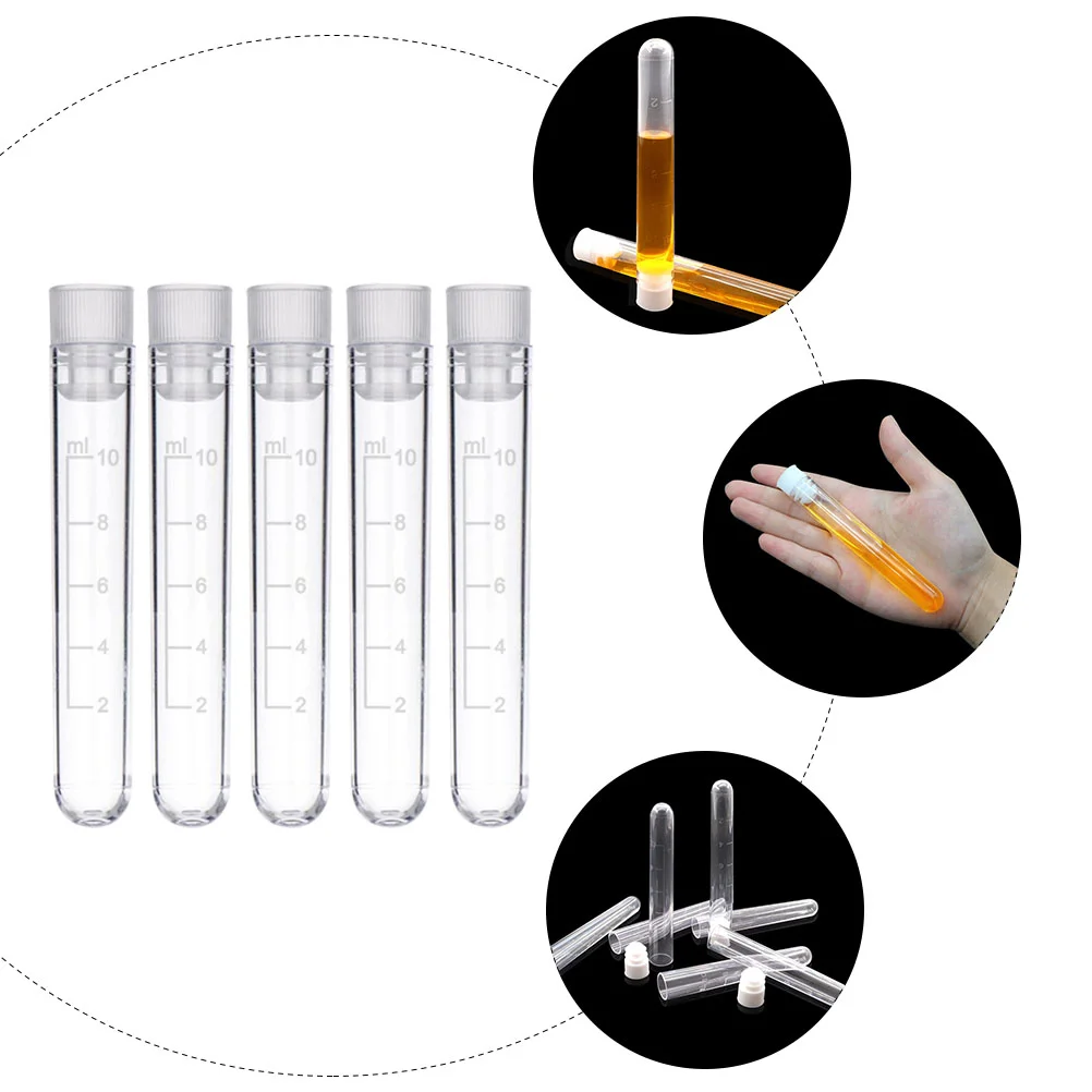 50 Pcs Test Tube Liquid Container Plastic Pipe Tubes Sample Scientific Prop with Stoppers Storage Containers Labs