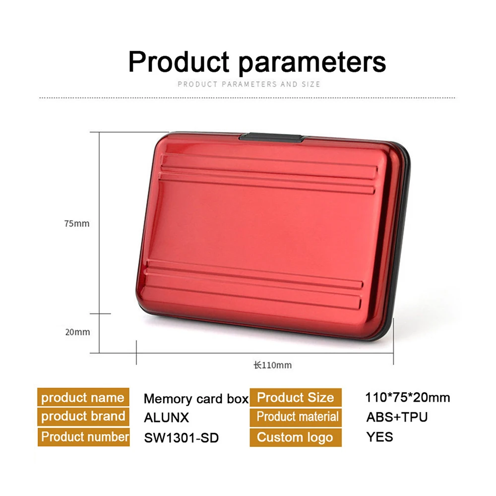 Card Holder SDXC Storage Holder Memory Card Case Protector Aluminum case 16 solts for SD/ SDHC/ SDXC/