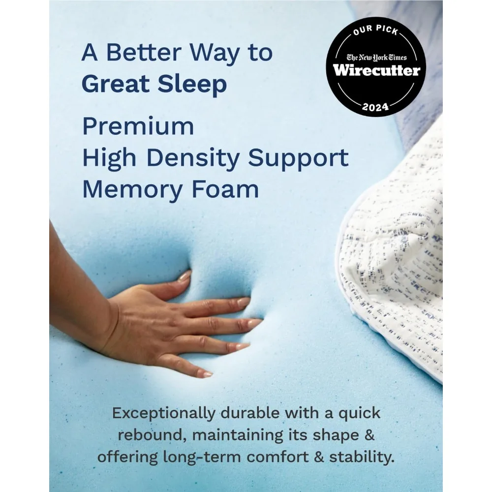 3 Inch Memory Foam Mattress Topper King - Select High Density - (Gel-Infused and Ventilated) Mattress Pad with Soft Removable B