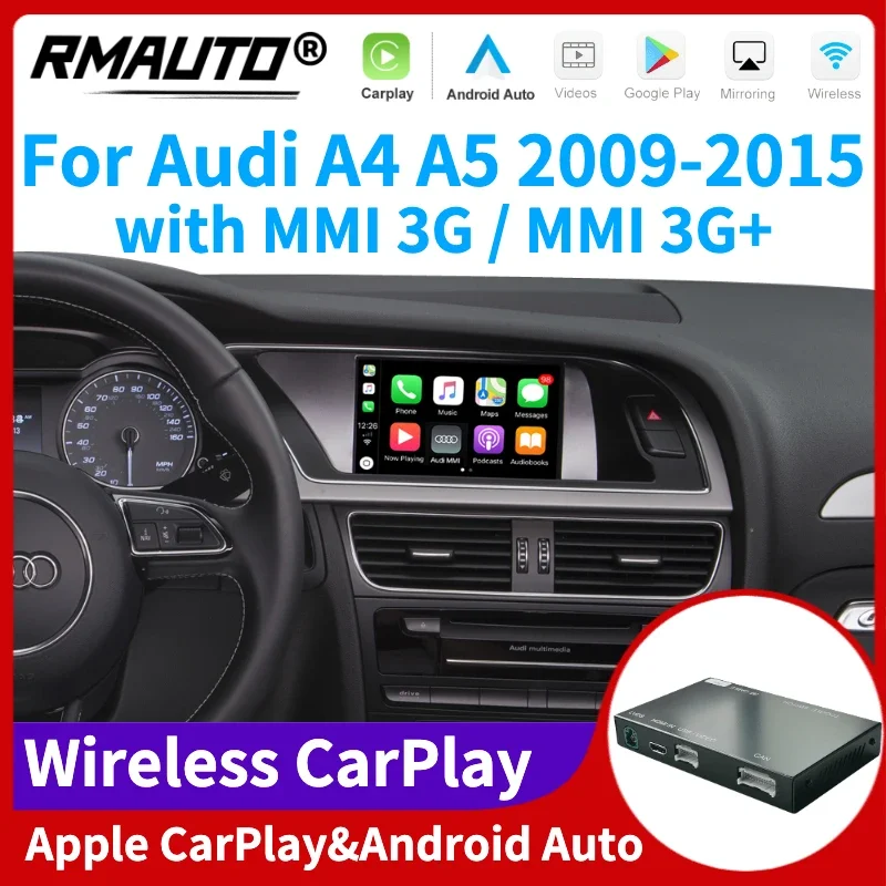 

RMAUTO Wireless Apple CarPlay MMI for Audi A4 A5 2009-2015 Android Auto Mirror Link AirPlay Support Reverse Image Car Play