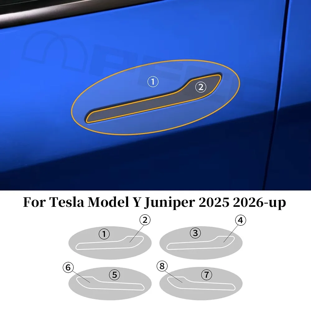 Door Handles TPU Protection Film For Tesla Model Y Juniper 2025 2026 Headlight Rearview Tail Light Anti-scratch Precut Clear PPF