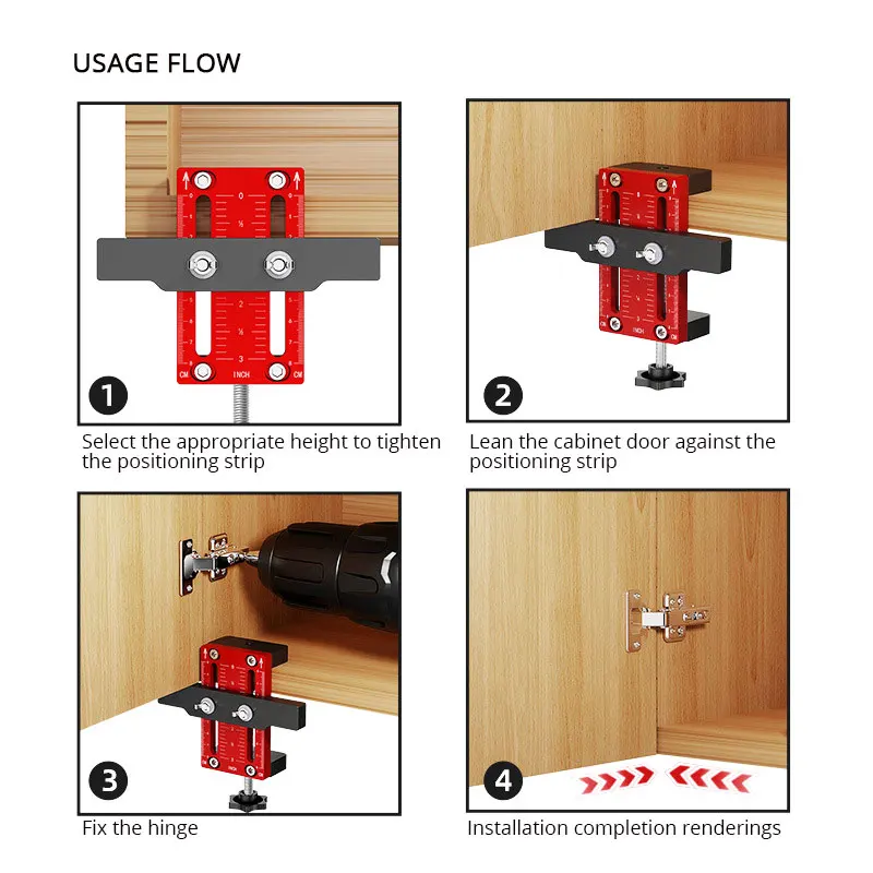 Aluminum Alloy Cabinet Woodworking Jig Adjustable Length Installation Positioning Tool Cabinet Door Installation Positioner