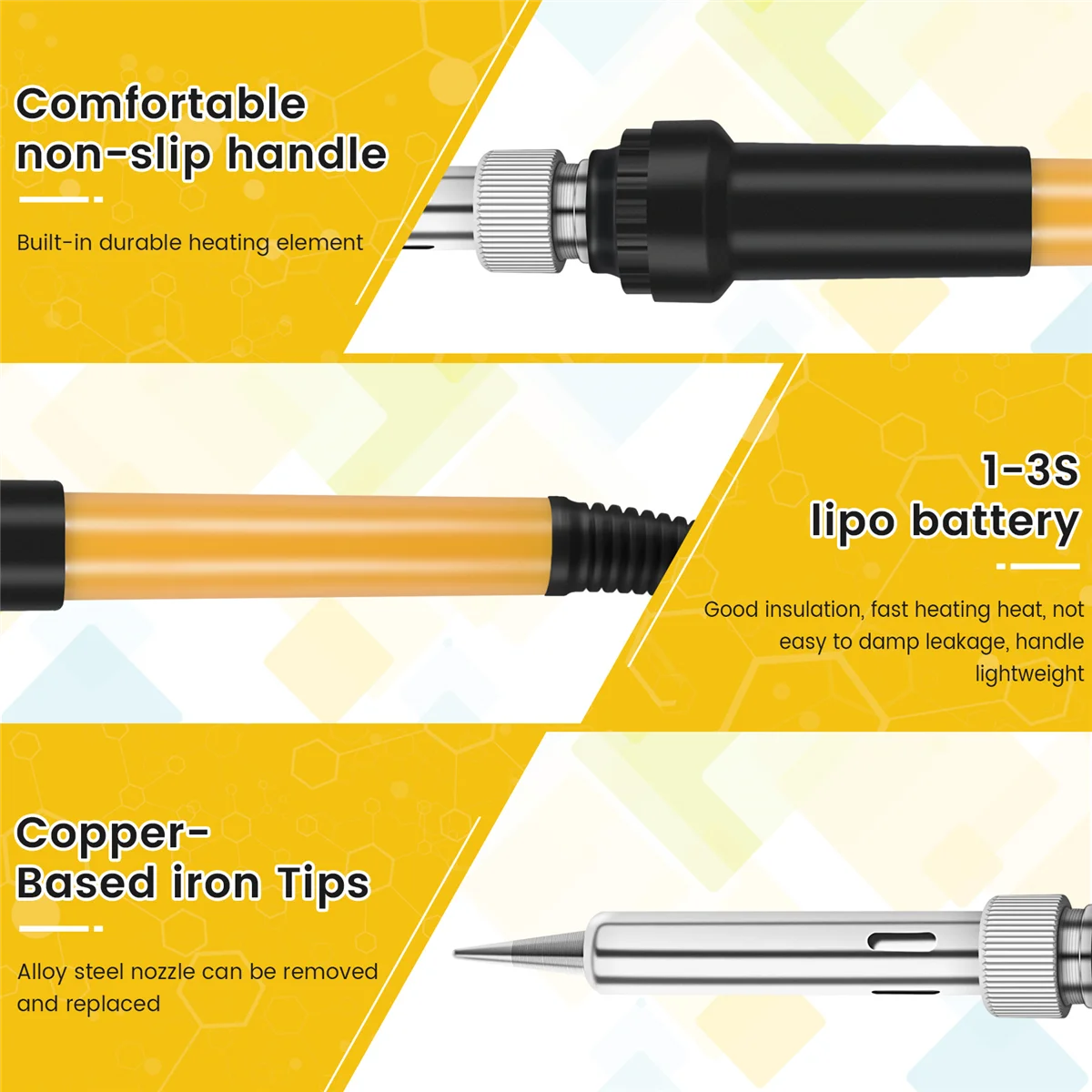 Durable Portable Soldering Iron - Xt60 Connector - Use With 3S 12V Lipo Battery - Perfect For Drones Rc Equipment, Electronics R