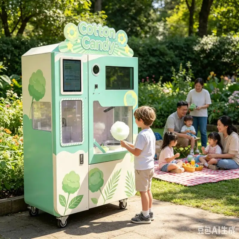 Automatic Candy Floss Vending Machine Cotton Candy Maker Customized Smart Equipment With Attractive Display Function