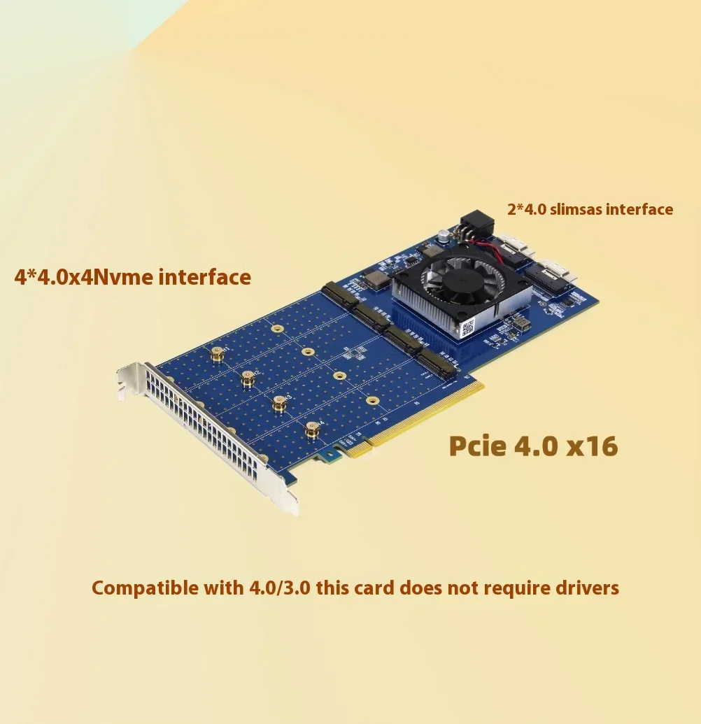 

PCIe4.0 split-free PEX88048 expansion 4 M.2 double Slimsas