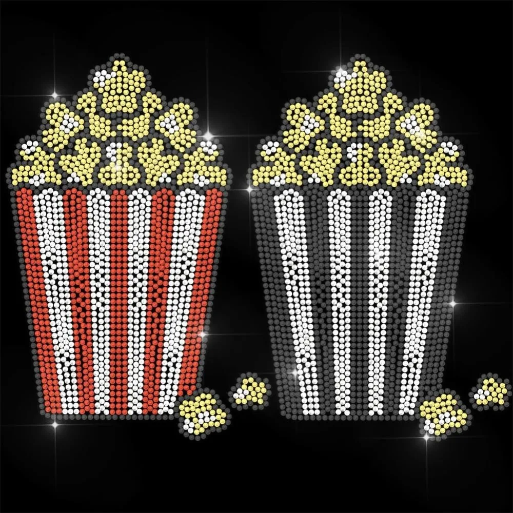 Glass Hotfix Rhinestone Iron on Appliques Costume Accessories for Clothes Bags Pants Popcorn 297x210mm