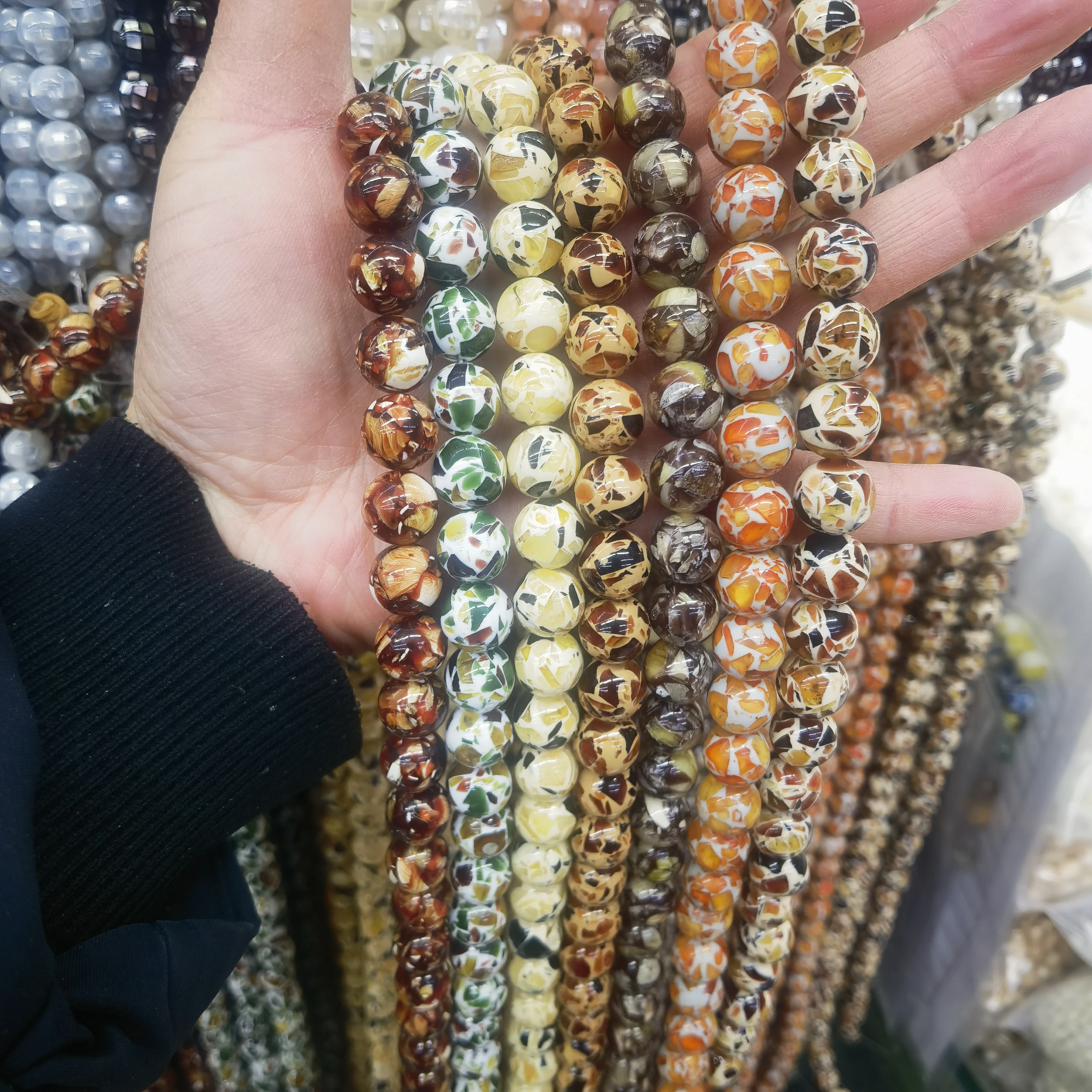 8/10/12mm  Round Amber Beads For Jewelry Making Loose Spacer Bead DIY Bracelet Necklace Accessories Strand 15''
