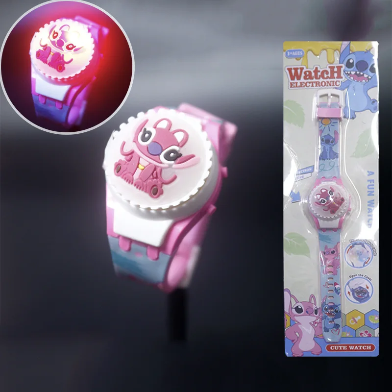 Nowe zegarki dla dzieci Spiderman dla chłopców Cartoon Hello Kitty Stitch Children Rotate Watch z lampą błyskową Sanrio Girls Toys Clock