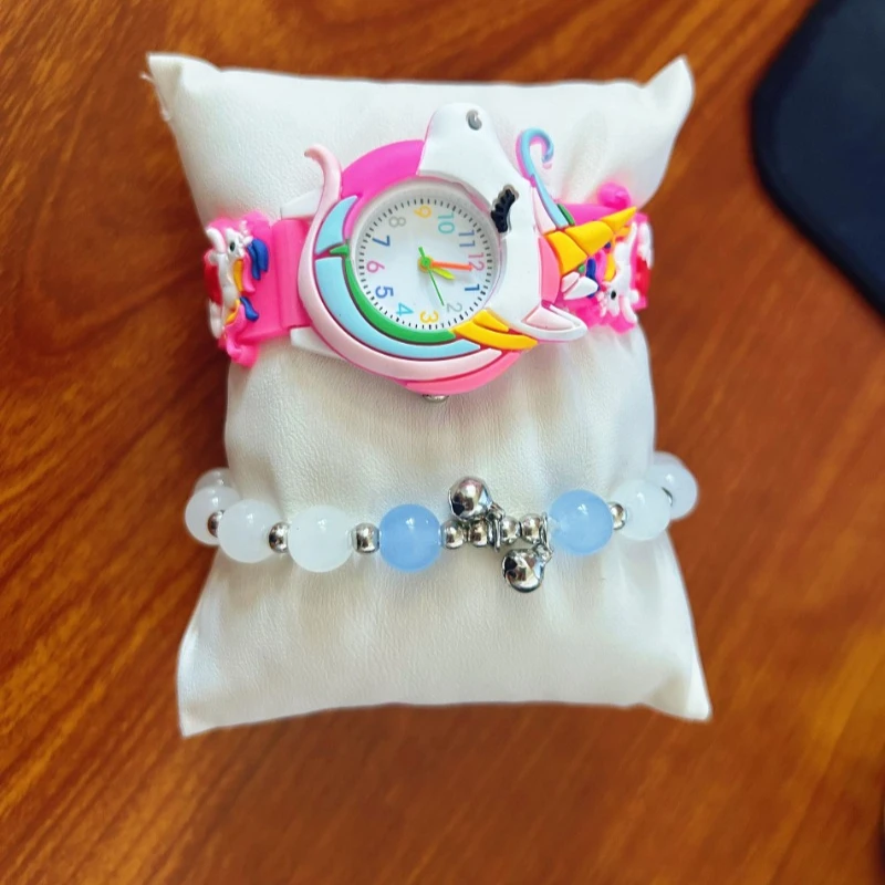 Cartoon Children's 3D Unicorn Silicone Watch Set for Boys and Girls, Simple Digital Quartz Watch Set