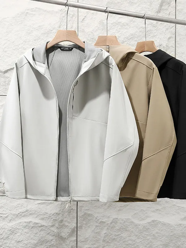 Leavo Johnson Lightweight Outdoor Spring Hat Jacket Ultra-Light Polyester Fiber Zipper Closure Casual Style Men's Jacket