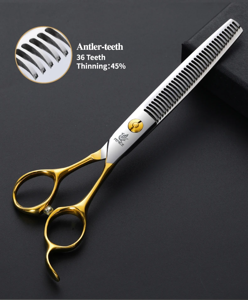 Fenice 6,5/6,75/7,0/7,5 Zoll Professionelle Hundepflegeschere Schneiden Effilierschere für Hunde/Katzen Tiere Groomer Werkzeuge – Detail 13