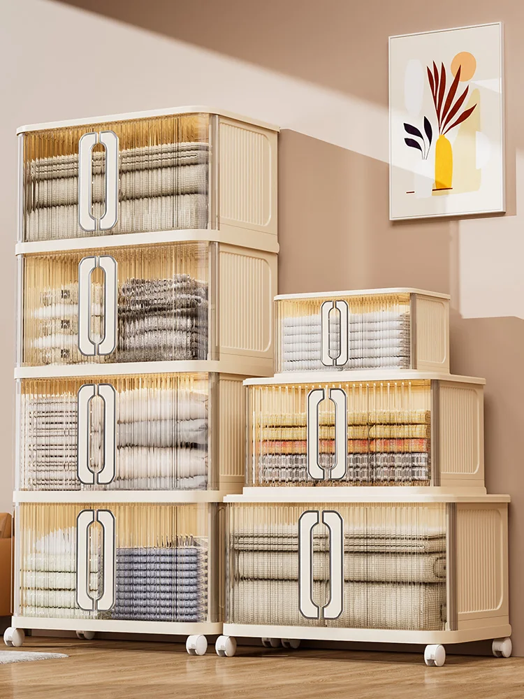 

Пластиковый контейнер для хранения одежды и брюк, прозрачный, на колесиках, универсальный, для дома и переезда