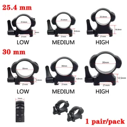 2Pcs /Pack Steel Scope Rings Quick Release Low Medium High Profile For 20mm Picatinny Rail 25.4mm 30mm Hunting Rifle Accessories