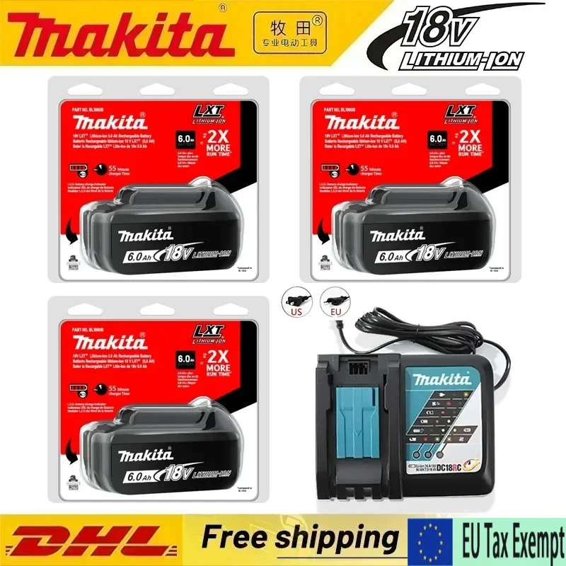 Batteria 18V per utensili Makita, batteria ricaricabile 18650 per utensili Makita, batteria sostituibile BL1860B + caricabatterie