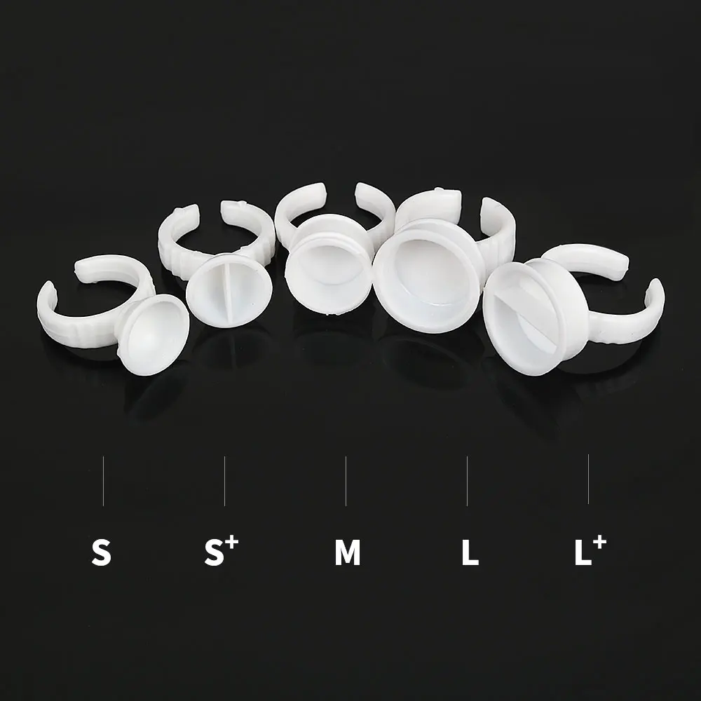 100PCS Tattoo Rings Cups Disposable Glue Holder Plastic Tattoo Pigment Ring Adhesive Makeup Rings For Eyelash Extension Nail Art view 3