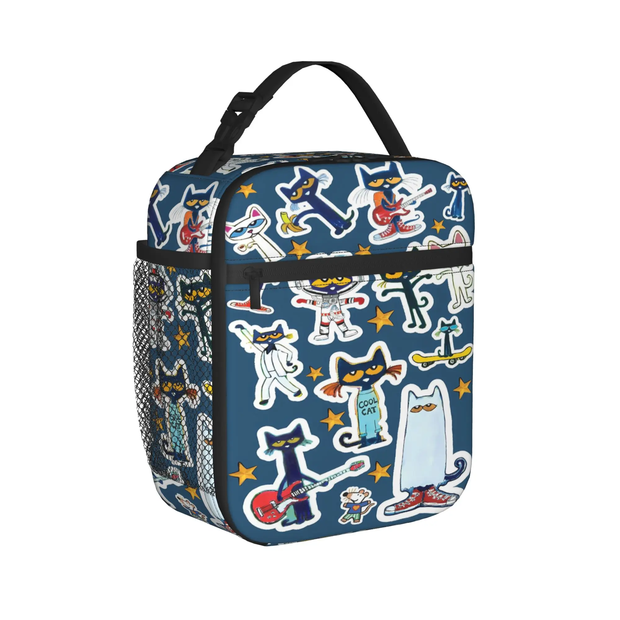 Pete The Cat I Love My White Shoes Cool Lunch Bag Picnic Lunch Box For Men Fun Print Thermal Lunch Bags Portable Cooler Bag