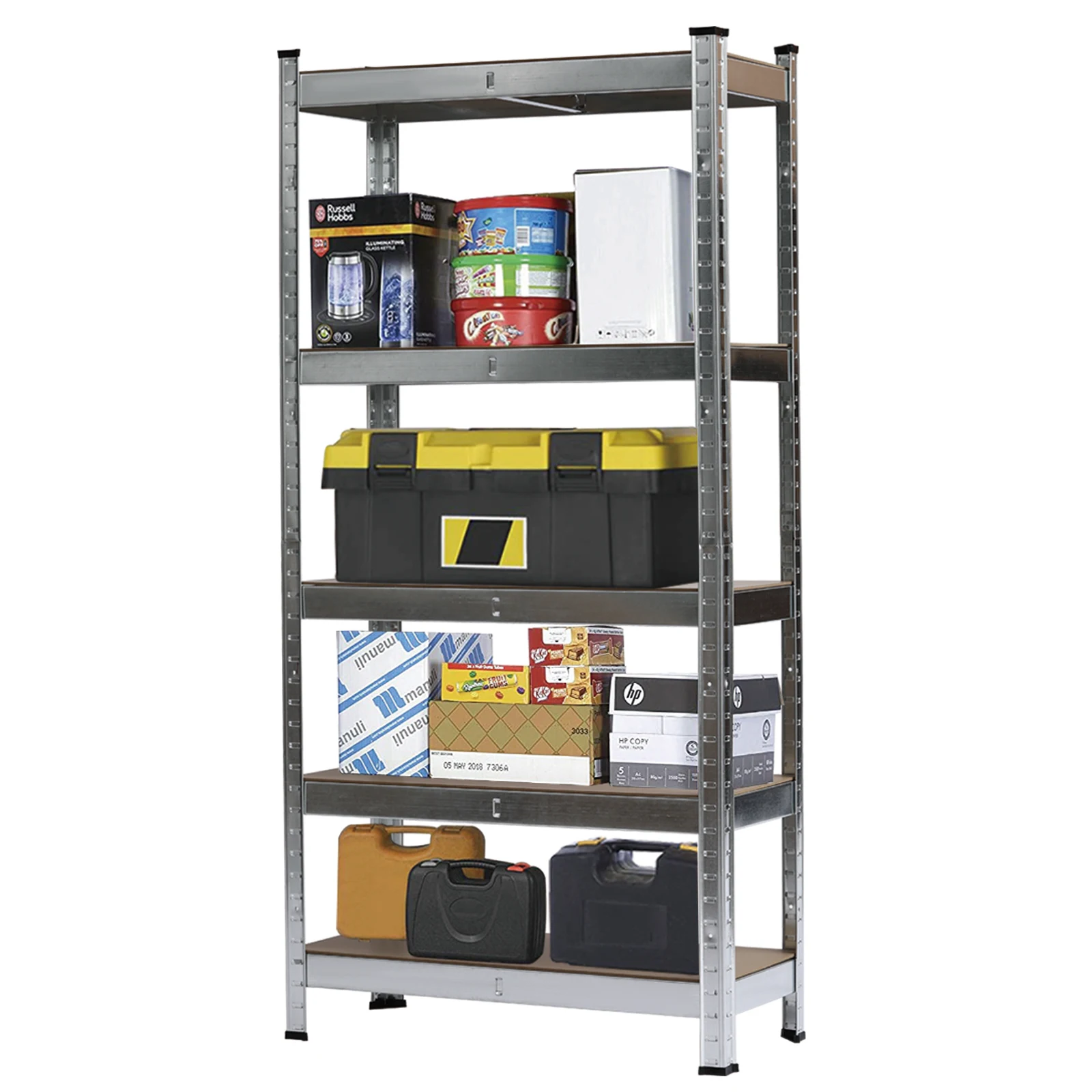 Heavy Duty 5 Tier Metal Galvanized Shelving Rack Unit Garage Storage, Standing Storage Shelving Unit, Metal Storage