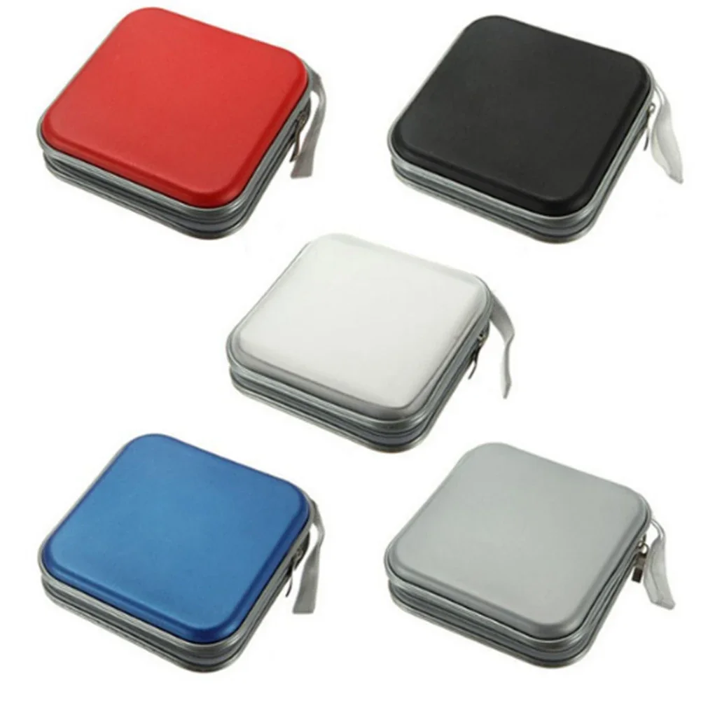 Portable CD DVD Case 40 Capacity EVA Storage Bag Round Holder with Zipper for Home Car CD Box Bags Accessories