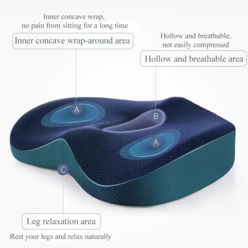 Memory Foam Hemorrhoid Seat Cushion Hip Support Orthopedic Pillow Office Chair Cushion Car Seat Wheelchair Massage Pillow