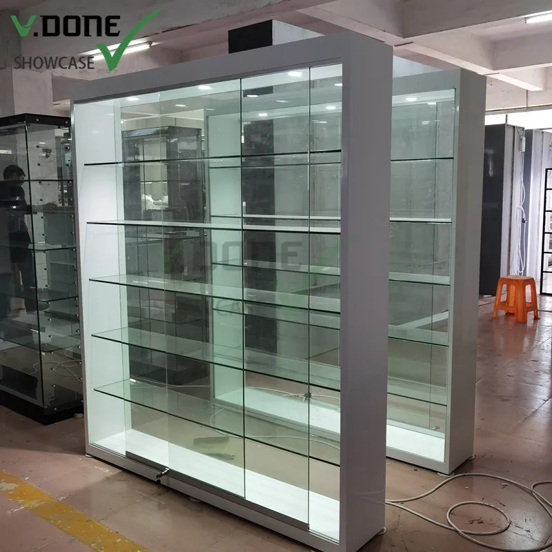 

custom.OEM ODM Simple Design Smoke Shop Display Cases Decoration Furniture Custom Standing Cabinet White Glass Showcase