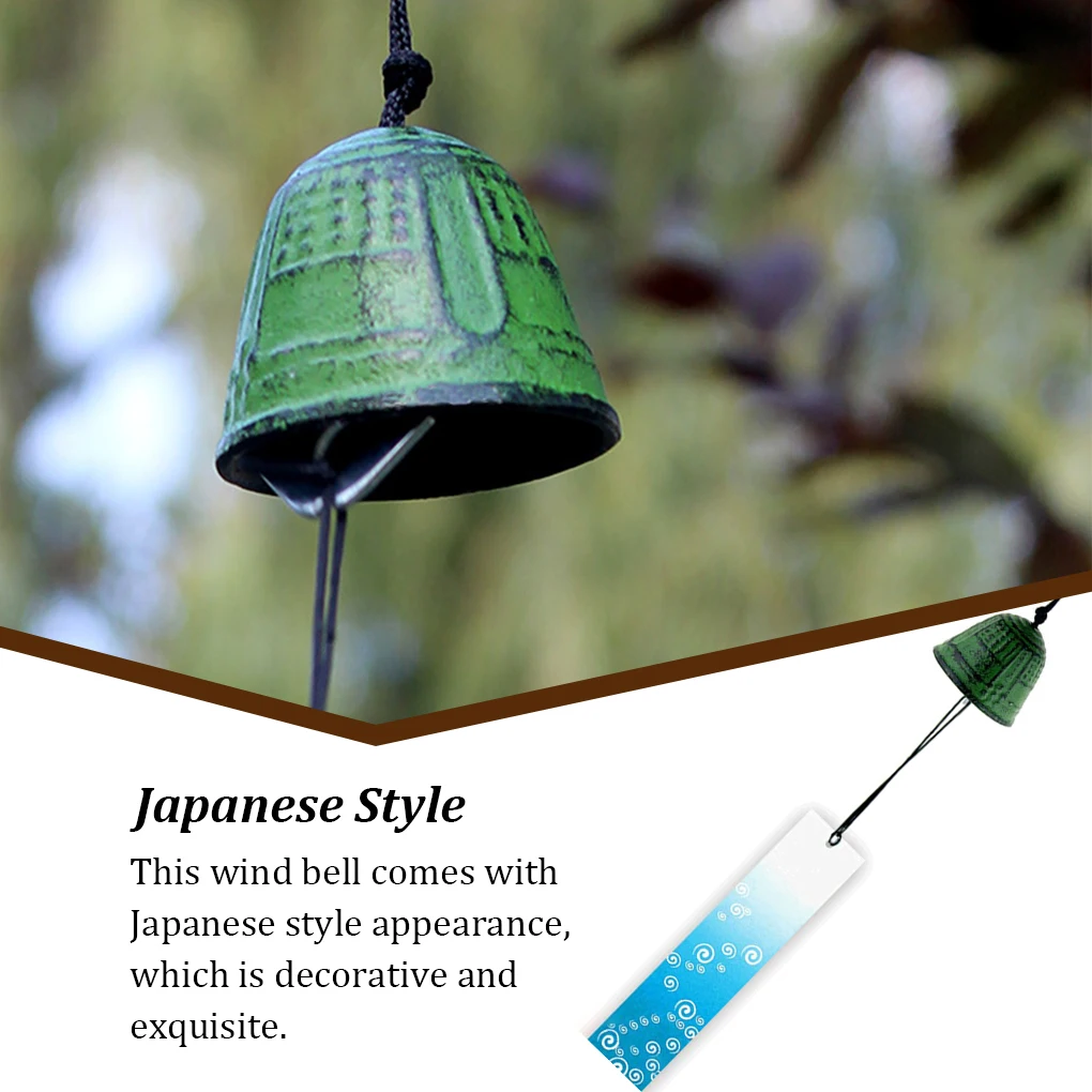 Japanese Style Wind Bell Metal Chime Pendant Indoor Cast Iron Hanging Ornament Room Decorating Accessories Blue