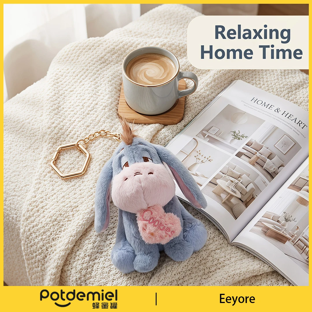 Potdemiel Disney Winnie the Pooh Eeyore Plush Key Ring Popular Chic Cartoon Ornament Gift For Teen Girls Daily Bag Wallet Decor - view 2