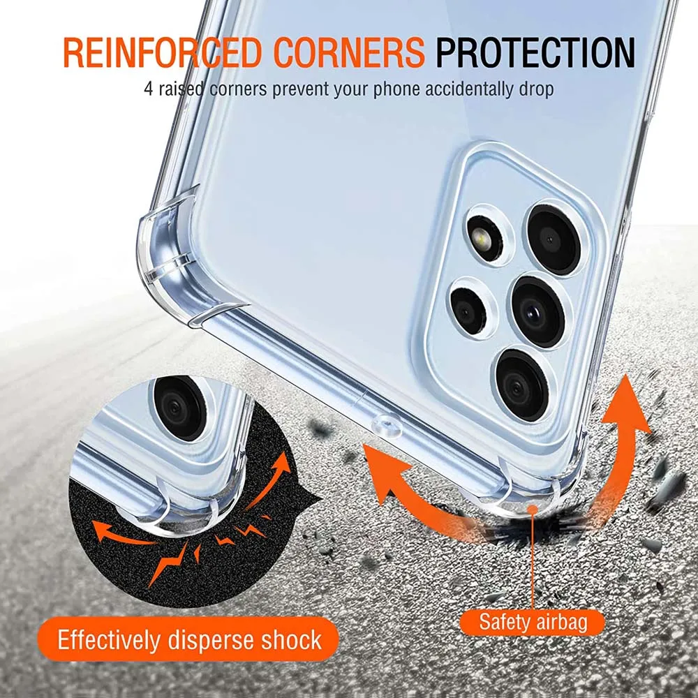 واضح للصدمات قضية الهاتف لسامسونج غالاكسي A52 A72 A13 A23 A33 A53 A73 A04 A04S A14 A24 A34 A54 A22 A32 5G الغطاء الخلفي