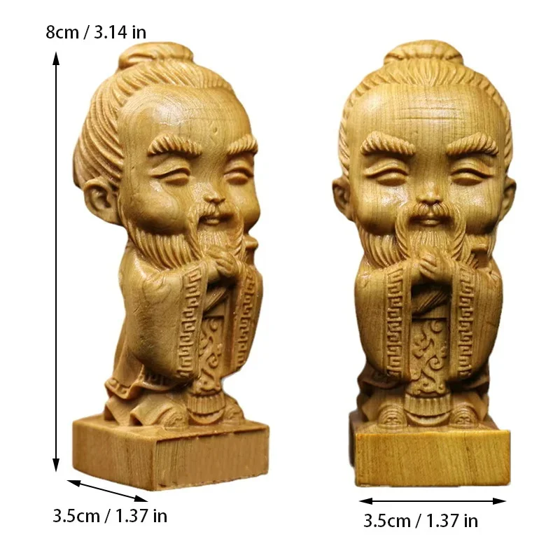 Natural Cypress Confucianism Confucius Statue，Solid Wood Handmade Art carving Home Room, Office Decoration Figure Statue