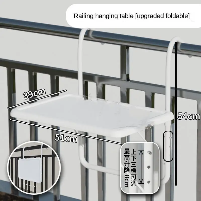 

Home Ins Style Balcony Railing Hanging Table Creative Modern Simplicity Height Adjustable Portable Folding Plastic Small Table