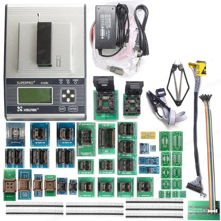 XELTEK SuperPro 6100N Programmer + 45 Adapters With EDID Cable + ISCP Cable Universal Programmer