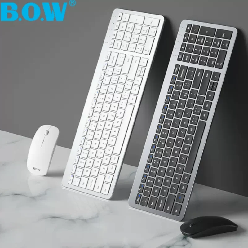 B.O.W Wireless Computer Keyboard , USB 2.4Ghz Mouse Combo Compact Whisper-Quiet Keyboard Kits for PC Computer