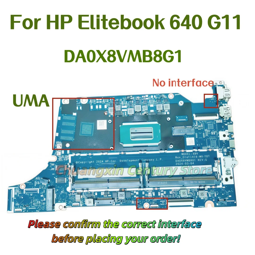 The DA0X8VMB8G1 Motherboard Is Suitable For HP Elitebook 640 G11 Laptop With Ultra 5 125U Ultra 7 155H UMA GPU 100% Fully Tested
