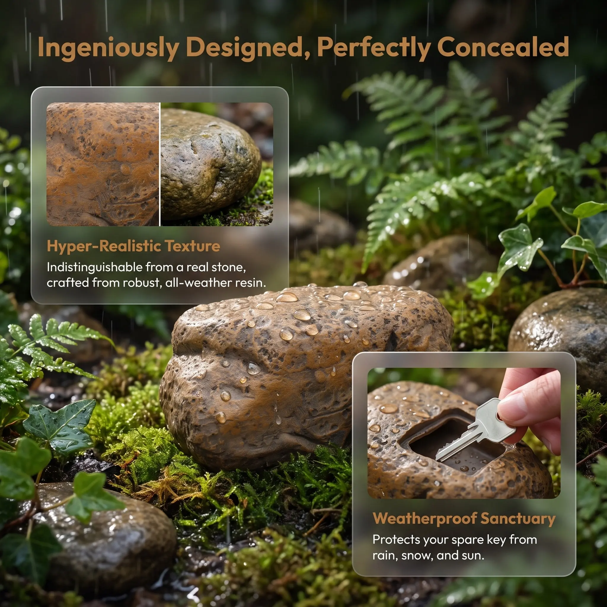 False Stone Key Hider Hidden Holder outside Outdoor Decor Hiding Garden Hideaway for